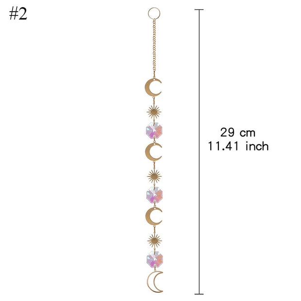 Home Decor Crystal Pendant Hanging Curtain Windchimes Sun Light Catcher Star Moon Pendant Rainbow Wind Chime