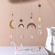 Home Decor Crystal Pendant Hanging Curtain Windchimes Sun Light Catcher Star Moon Pendant Rainbow Wind Chime