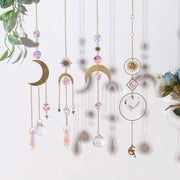 Home Decor Crystal Pendant Hanging Curtain Windchimes Sun Light Catcher Star Moon Pendant Rainbow Wind Chime