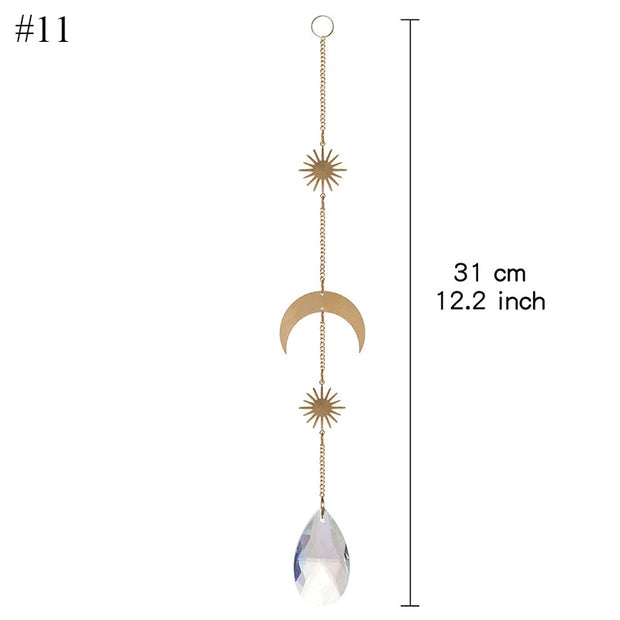 Home Decor Crystal Pendant Hanging Curtain Windchimes Sun Light Catcher Star Moon Pendant Rainbow Wind Chime